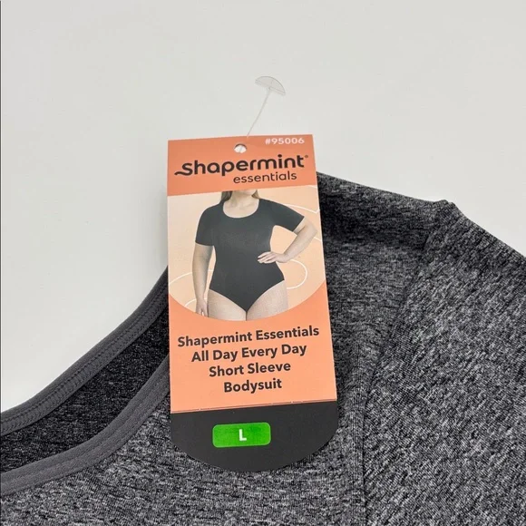 Shapermint Essentials All Day Every Day Short Sleeve Bodysuit in Grey L - Picture 4 of 7